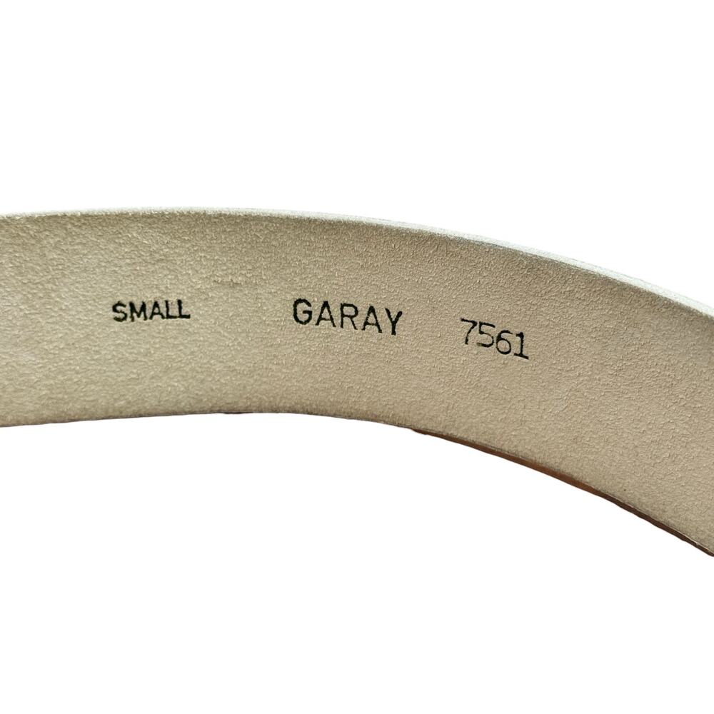 Garay Wide Leather Belt White Gold Vintage Womens SZ Small Minimalist Chic 60s - Picture 10 of 11
